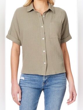 C&C California Double Gauze Camp Shirt in Dusty Sage, Size S